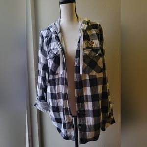 Columbia Hooded Plaid Button Down Shirt Las Vegas A's